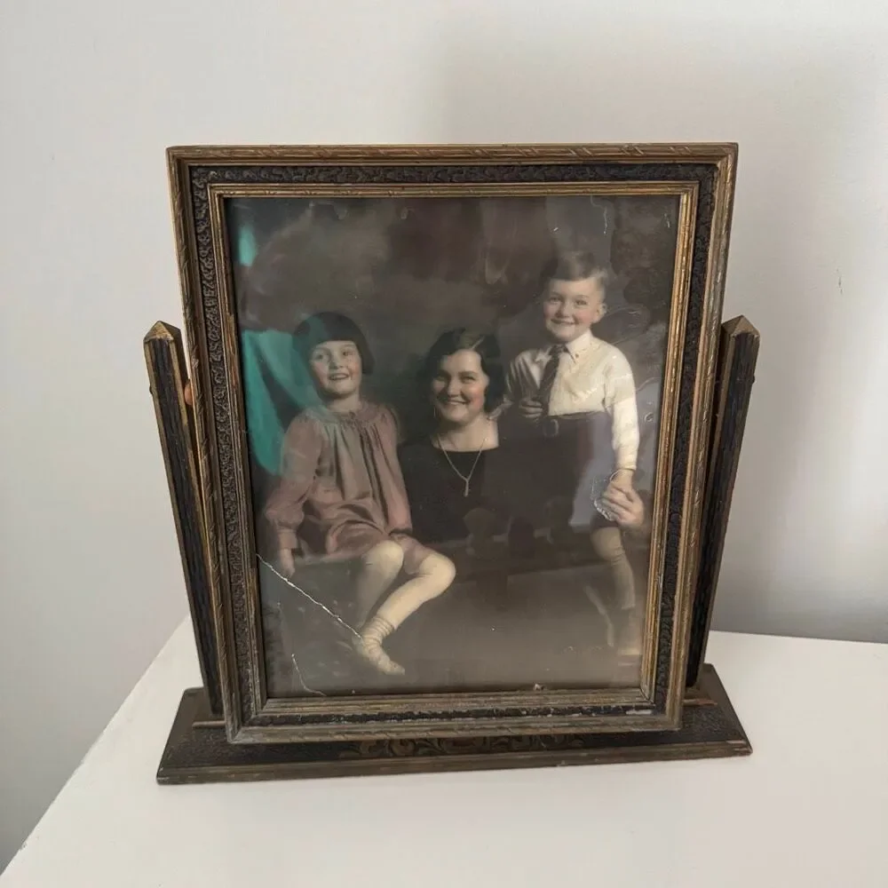 Vintage Art Deco Swivel Wood Picture Frame 1930s Swinging Photo Frame